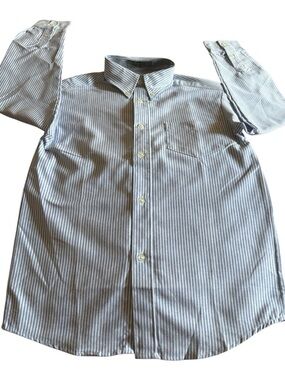 Club Room Blue and White Striped Button-Down Dress Shirt